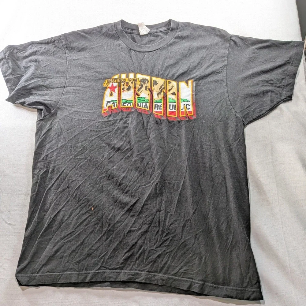 Tultex‎ Austin California Republic Bear Graphic T-Shirt Black XL 202 Mens